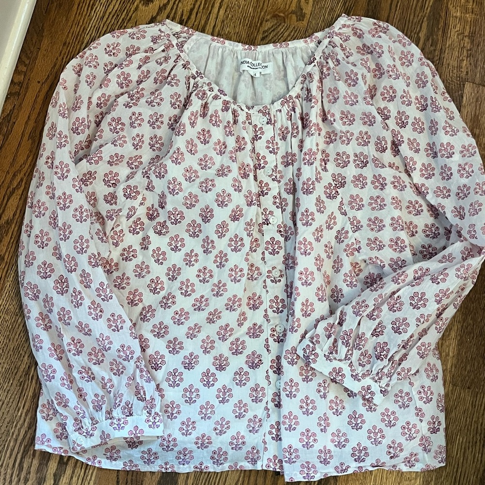 India collection Emerson Fry organic cotton block print blouse